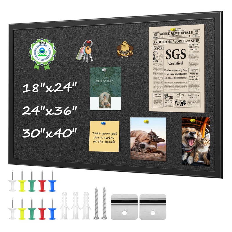 ORIENTOOLS ألواح الفلين من أورينتولز للجدران، 24" × 36" لوح فلين للمكتب، لوحة إعلانات بإطار، لوحة دبابيس معلقة، لوحة رؤية بإطار خشبي، لوحة إعلانات فلين، لوح فلين للمكتب، المنزل، المدرسة - Image 1